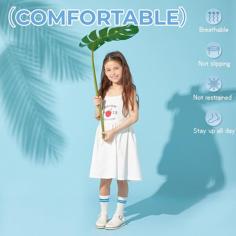 Comfoex 10 Pairs Girls Crew Cotton Socks Athletic Calf Striped Soft Casual Socks For Kids 4-6 6-8 8-10 Years Old - Image 4